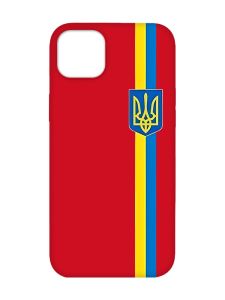 Матовий червоний чохол на iPhone 14 Plus :: Стрічка Україна (патріотичний принт 253)