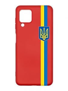 Матовий червоний чохол на Samsung Galaxy M32/A22/M22 4G :: Стрічка Україна (патріотичний принт 253)