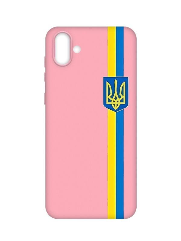 Матовий рожевий чохол на Samsung Galaxy A04 :: Стрічка Україна (патріотичний принт 253)