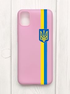 Матовий рожевий чохол на Samsung Galaxy A04E/A042 :: Стрічка Україна (патріотичний принт 253)