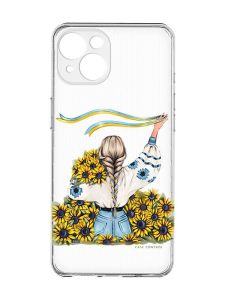 Прозорий чохол із захистом камер на iPhone 15 :: Дівчина зі стрічкою (принт 25)