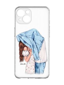 Прозорий чохол із захистом камер на iPhone 15 :: Поцілунок (принт 33)