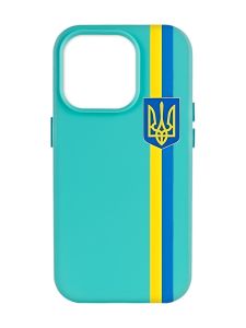 Матовий бірюзовий чохол на Apple iPhone 14 Pro Max :: Стрічка Україна (патріотичний принт 253)