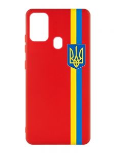 Матовий червоний чохол на Samsung Galaxy M30s/M21 :: Стрічка Україна (патріотичний принт 253)