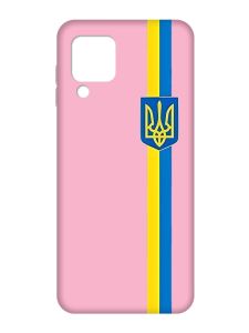 Матовий рожевий чохол на Samsung Galaxy M32/A22/M22 4G :: Стрічка Україна (патріотичний принт 253)