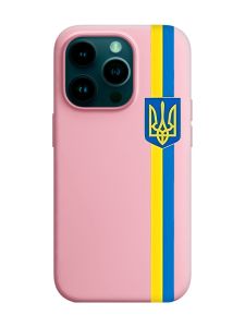 Матовий рожевий чохол на Apple iPhone 14 Pro :: Стрічка Україна (патріотичний принт 253)