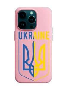 Матовий рожевий чохол на Apple iPhone 14 Pro :: Тризуб (патріотичний принт 254)