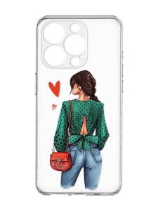 Прозорий чохол із захистом камери на iPhone 15 Pro Max :: Дівчина в зеленому (принт 224)