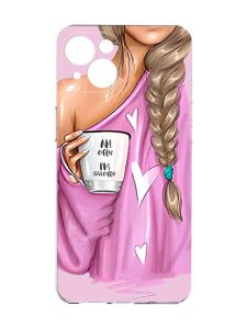 Прозорий чохол із захистом камер на iPhone 15 :: Дівчина з кавою (принт 58)