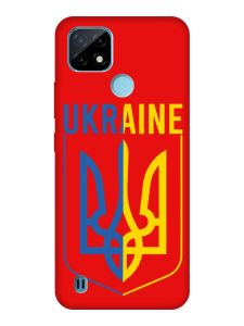 Матовий червоний чохол на Realme C21Y :: Тризуб (патріотичний принт 254)