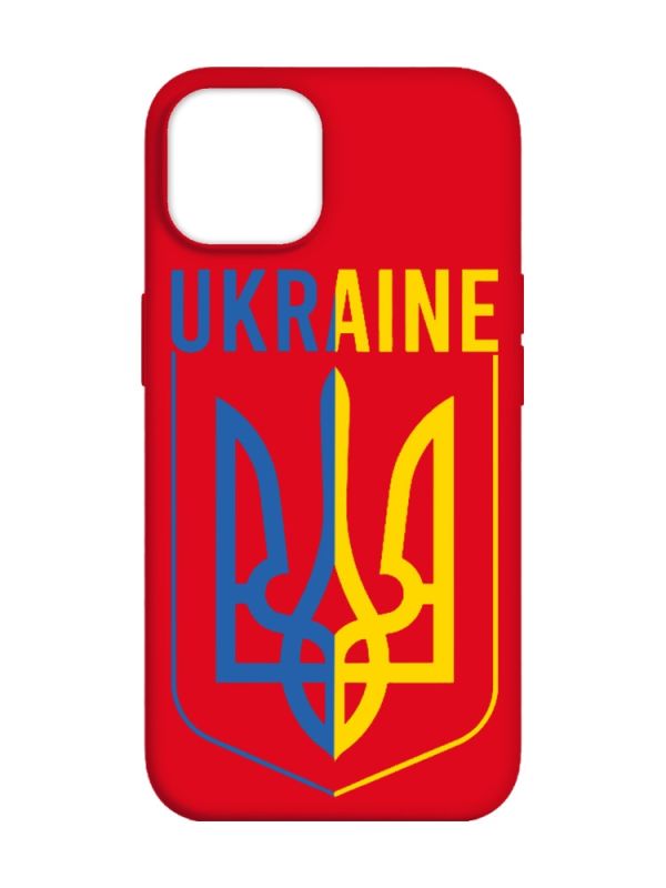 Матовий червоний чохол на Apple iPhone 14 :: Тризуб (патріотичний принт 254)