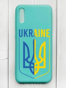 Матовий бірюзовий чохол на Xiaomi Redmi 9А :: Тризуб (патріотичний принт 254)