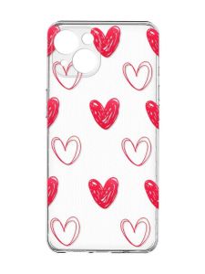 Прозорий чохол із захистом камер на iPhone 15 :: Сердечка червоні (принт 77)