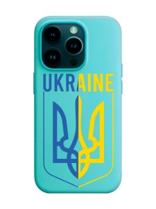 Матовий бірюзовий чохол на Apple iPhone 14 Pro :: Тризуб (патріотичний принт 254)