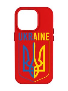 Матовий червоний чохол на Apple iPhone 14 Pro Max :: Тризуб (патріотичний принт 254)