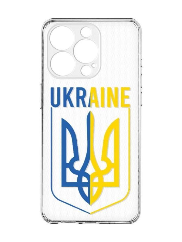 Прозорий чохол із захистом камери на iPhone 15 Pro Max :: Тризуб (патріотичний принт 254)