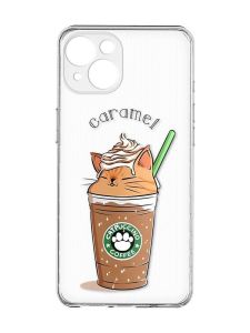 Прозорий чохол із захистом камер на iPhone 15 :: Капучіно котик (принт 97)