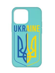 Матовий бірюзовий чохол на Apple iPhone 13 Pro :: Тризуб (патріотичний принт 254)