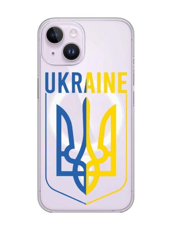 Магнітний чохол на iPhone 14 із підтримкою MagSafe :: Тризуб (патріотичний принт 254)