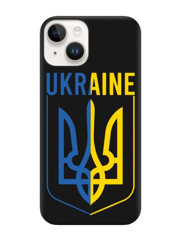 Матовий чорний чохол на Apple iPhone 14 :: Тризуб (патріотичний принт 254)