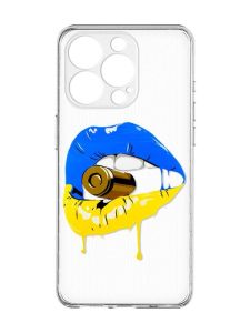 Прозорий чохол із захистом камери на iPhone 15 Pro Max :: Губи і патрон (принт 264)