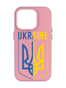 Матовий рожевий чохол на Apple iPhone 14 Pro Max :: Тризуб (патріотичний принт 254)