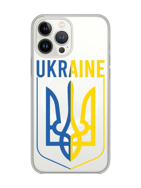 Магнітний чохол на iPhone 14 Pro із підтримкою MagSafe :: Тризуб (патріотичний принт 254)