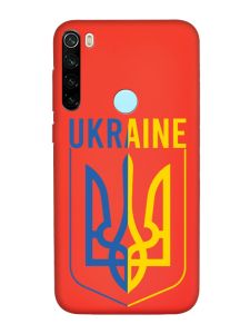 Матовий червоний чохол на Xiaomi Redmi Note 8T :: Тризуб (патріотичний принт 254)
