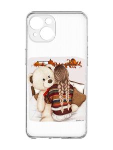Прозорий чохол із захистом камер на iPhone 15 :: Дівчинка з ведмедиком (принт 117)