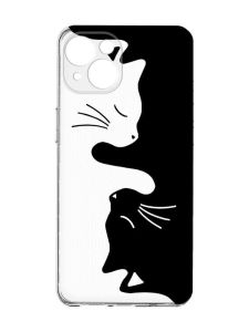 Прозорий чохол із захистом камер на iPhone 15 :: Котики (принт 118)
