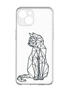 Прозорий чохол із захистом камер на iPhone 15 :: Котик (принт 124)