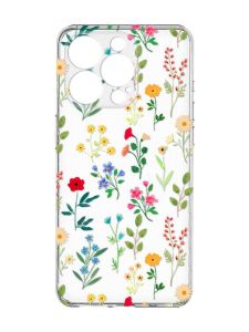 Прозорий чохол із захистом камери на iPhone 15 Pro Max :: Квітковий фон (принт 269)