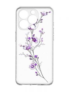 Прозорий чохол із захистом камери на iPhone 15 Pro Max :: Гілочка квітів (принт 278)