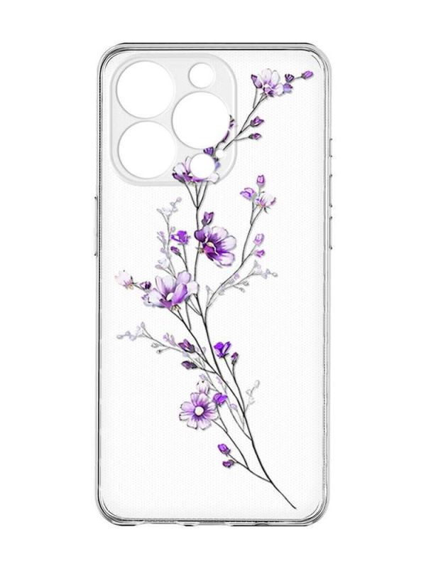 Прозорий чохол із захистом камери на iPhone 15 Pro Max :: Гілочка квітів (принт 278)