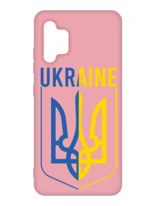 Матовий рожевий чохол на Samsung Galaxy A32 :: Тризуб (патріотичний принт 254)