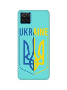 Матовий бірюзовий чохол на Samsung Galaxy A12 :: Тризуб (патріотичний принт 254)