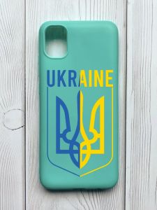 Матовий бірюзовий чохол на Samsung Galaxy A04E / A042 :: Тризуб (патріотичний принт 254)