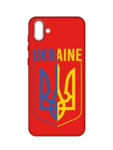 Матовий червоний чохол на Samsung Galaxy A04 :: Тризуб (патріотичний принт 254)