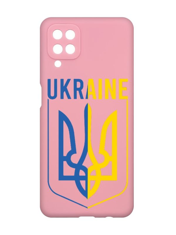 Матовий рожевий чохол на Samsung Galaxy A12 :: Тризуб (патріотичний принт 254)