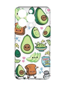 Прозорий чохол із захистом камери на iPhone 15 Pro Max :: Милі авокадо каваї (принт 305)