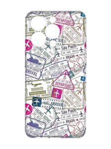 Прозорий чохол із захистом камери на iPhone 15 Pro Max :: Подорожі. Штампи (принт 316)