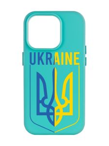 Матовий бірюзовий чохол на Apple iPhone 14 Pro Max :: Тризуб (патріотичний принт 254)