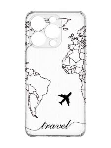 Прозорий чохол із захистом камери на iPhone 15 Pro Max :: Карта. Контур (принт 330)