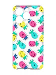 Прозорий чохол із захистом камери на iPhone 15 Pro Max :: Різнокольорові ананаси (принт 346)