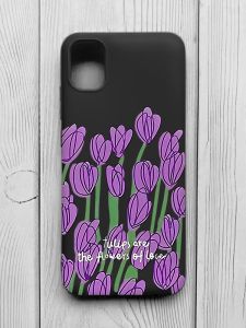 Матовий чорний чохол на Samsung Galaxy A04E/A042 :: Тюльпани (принт 265)