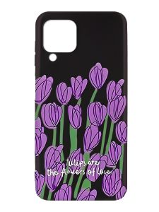 Матовий чорний чохол на Samsung Galaxy A12 :: Тюльпани (принт 265)