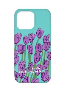 Матовий бірюзовий чохол на Apple iPhone 13 Pro :: Тюльпани (принт 265)