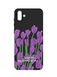 Матовий чорний чохол на Samsung Galaxy A04 :: Тюльпани (принт 265)