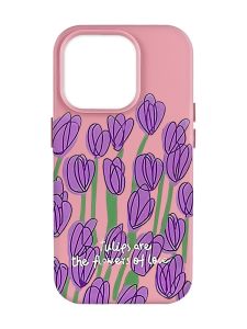 Матовий рожевий чохол на Apple iPhone 14 Pro Max :: Тюльпани (принт 265)