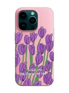 Матовий рожевий чохол на Apple iPhone 14 Pro :: Тюльпани (принт 265)